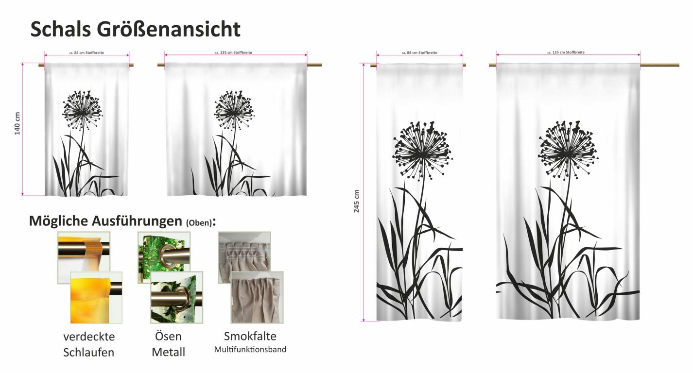 Schal Vorhang mit schwarzen Pusteblumenmotiv